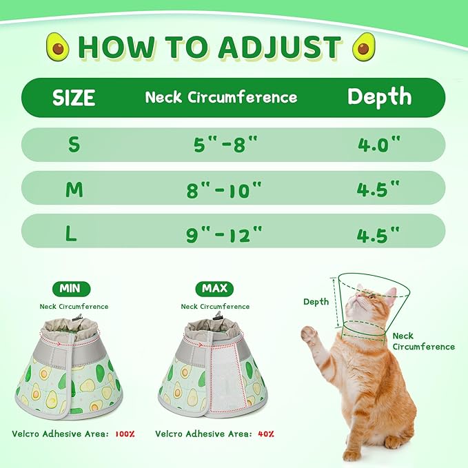 Cat Cone Collar Soft to Stop Licking, Adjustable, Foldable Lightweight Kitten Cones After Surgery Recovery for Cats & Kittens, Cat Cone Alternative (Light Green, S)-PawvioPets