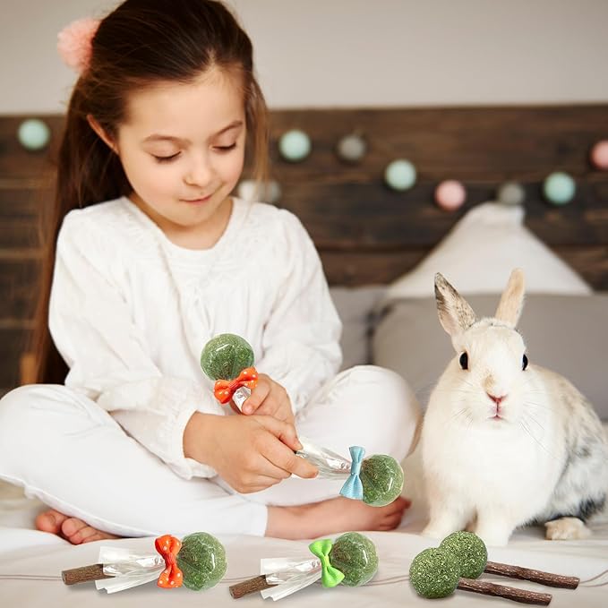 18-Pack Natural Alfalfa & Apple Wood Chew Lollipops for Small Pets - Healthy Dental Toys for Hamsters, Rabbits, Guinea Pigs, Chinchillas-PawvioPets