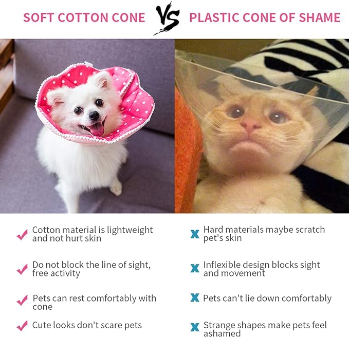 Adjustable Dog Cat Cone,Soft Recovery Cat Cone Collar,Dog Protective Collar for Cats,Puppy and Small Dogs,Pink-PawvioPets
