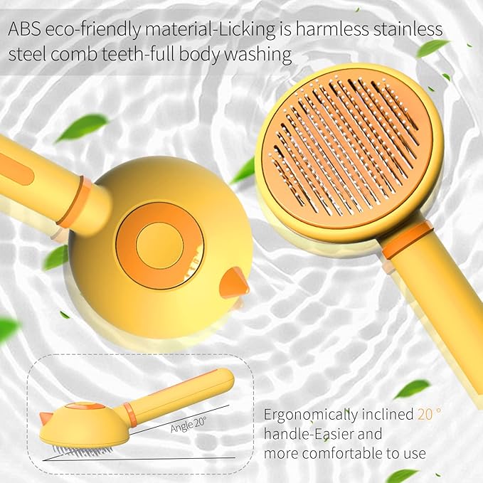 Cat Hair Brush with Release Button for Indoor Cats, Cat Grooming Brush for Long or Short Hair Dogs, Cat Combs for Pet Massage Self-Cleaning Cat Hair Brush-PawvioPets