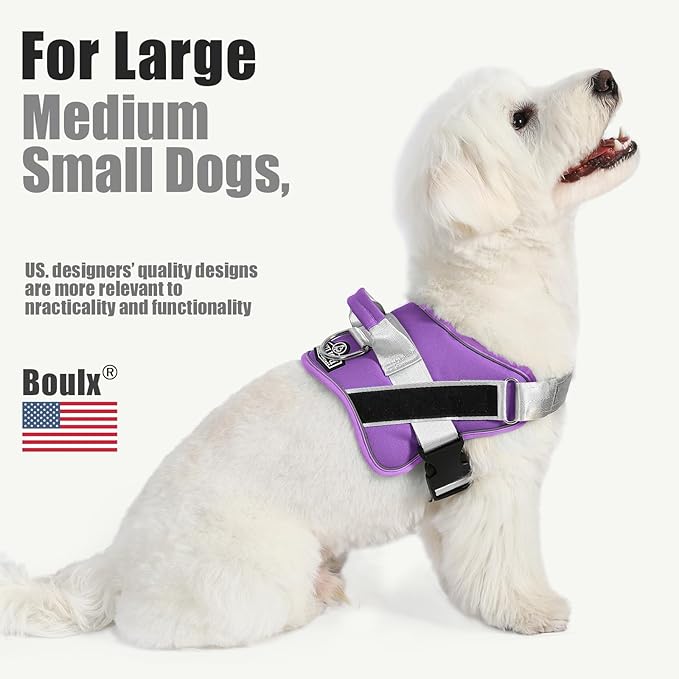 Bolux Dog Harness, No-Pull Reflective Dog Vest, Breathable Adjustable Pet Harness with Handle for Outdoor Walking - No More Pulling, Tugging or Choking (Lavender, X-Small (Pack of 1))-PawvioPets