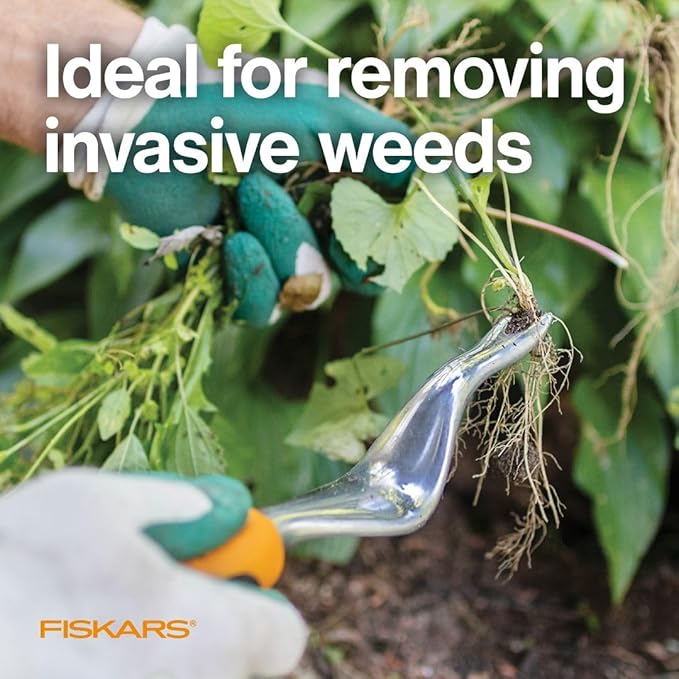 Fiskars Ergo Weeder Tool for Weeding, Heavy Duty Gardening Hand Tool with Ergonomic Handle and Hanging Hole for Storage, Remove Weeds and Roots like Dandelions and Thistles-PawvioPets