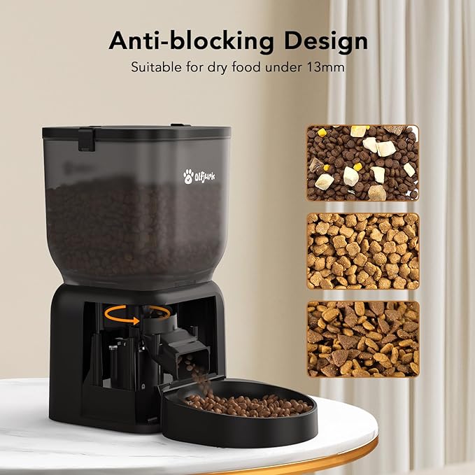 Automatic Dog & Cat Feeder with Freshness Preservation, 4L Timed Cat Feeder with LCD Screen.Up to 6 Meals Per Day and 1-15 Portion for Cats & Dog (Black)-PawvioPets