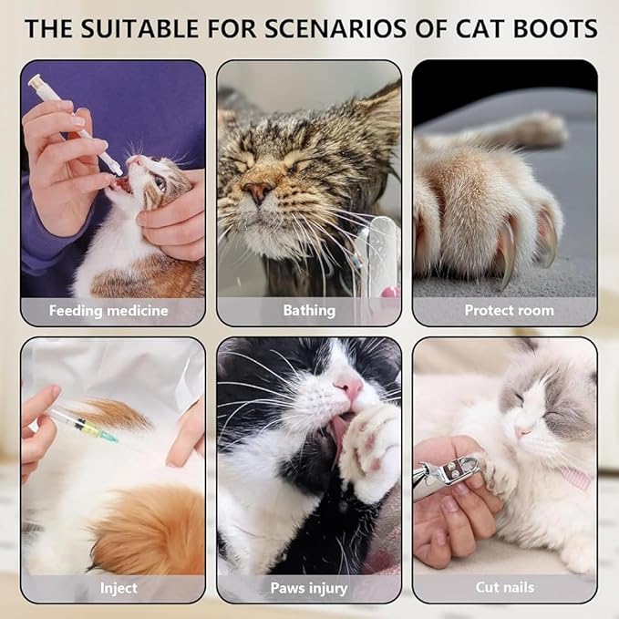 8 Pack Cat Mittens to Prevent Scratching, Adjustable Breathable Mesh Cat Booties & Claw Covers - Anti Scratch Gloves for Bathing, Nail Trimming - 4 Black & 4 Grey, Paw Inner Diameter up to 1.57 Inches-PawvioPets