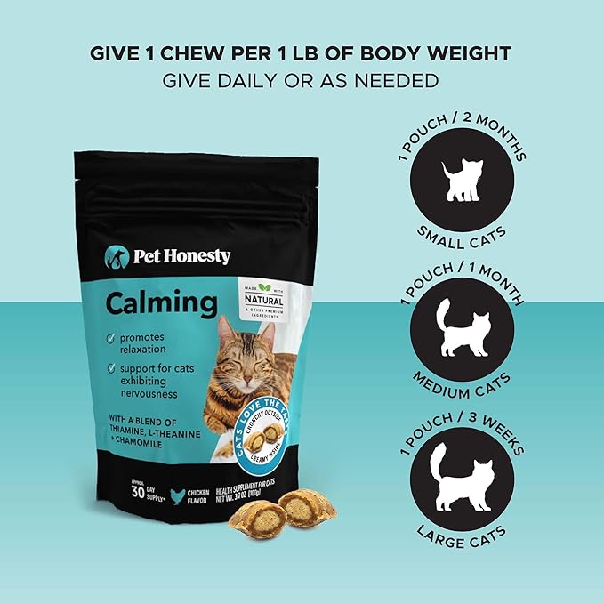 Calming Chews for Cats - Cat Anxiety Relief + Helps Reduce Stress - Behavioral Support & Promotes Relaxation for Travel, Boarding, Vet Visits, Separation Anxiety - Chicken (30-Day Supply)-PawvioPets