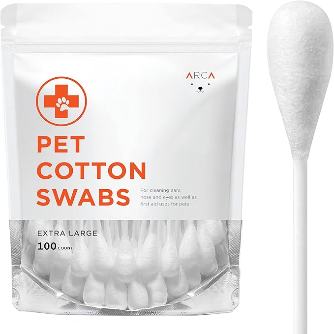 Cotton Swabs for Dogs and Cats - Cat & Dog Ear Cleaner Long Cotton Swab - Extra Large Cotton Head, Cat & Dog Ear Cleaning Kit for Puppies, Multipurpose Pet Cotton Swabs (Extra Large 100 Buds)-PawvioPets