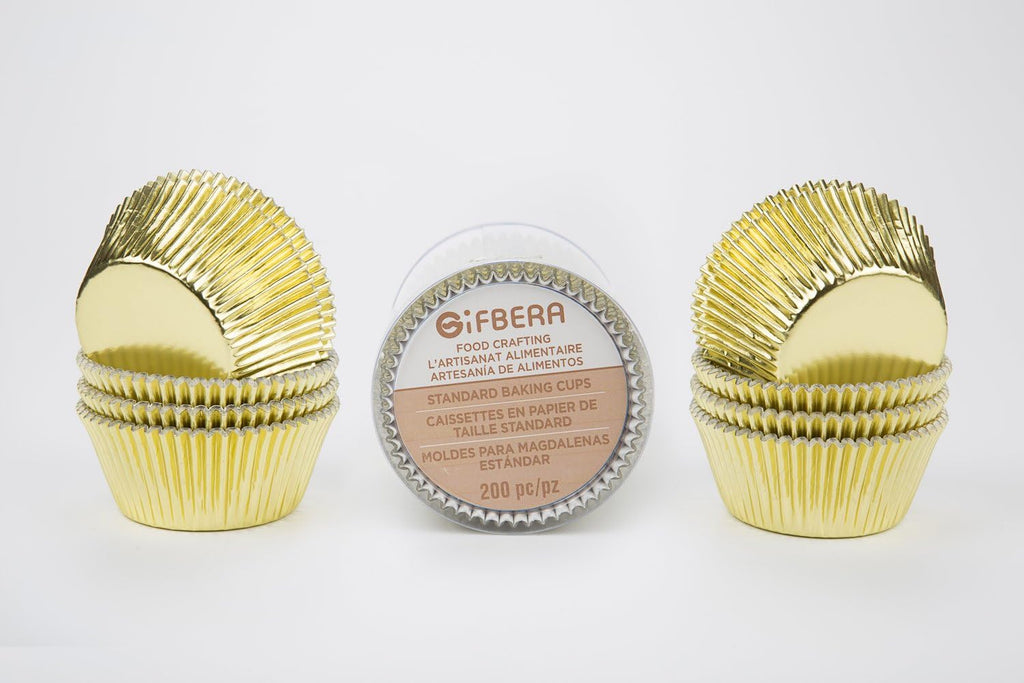 Gifbera Standard Gold Foil Cupcake Liners Wrappers Metallic Baking Cups, 200-Count