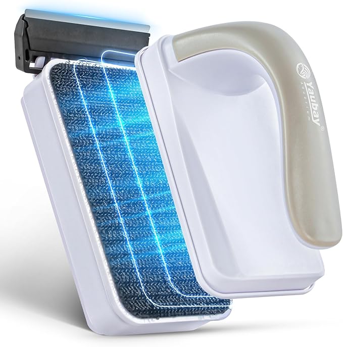 Aquarium Magnet Glass Cleaner, Magnetic Fish Tank Cleaner with Algae Scraper, Double Sided Cleaning Scrubber Brush with Handle, Titanium Blade, Self-Floating, Fit 1/4"-1/2" Thick Glass, Large-PawvioPets