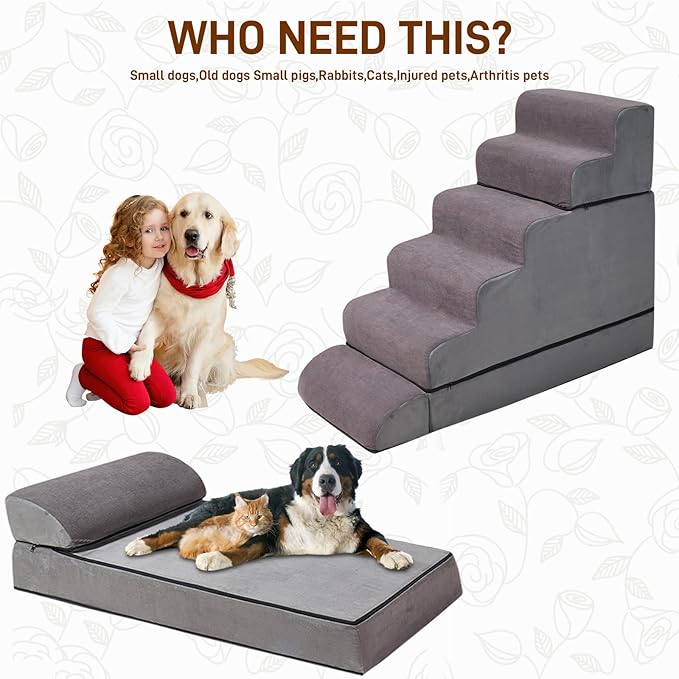 24-30inches High Dog Stairs & Steps for High Beds Tall, LitaiL 29inch 6 Steps Pet Stairs/Steps for High Beds Large Dogs, Non-Slip Dog Ramps for Small Dogs, for Older Cats-PawvioPets