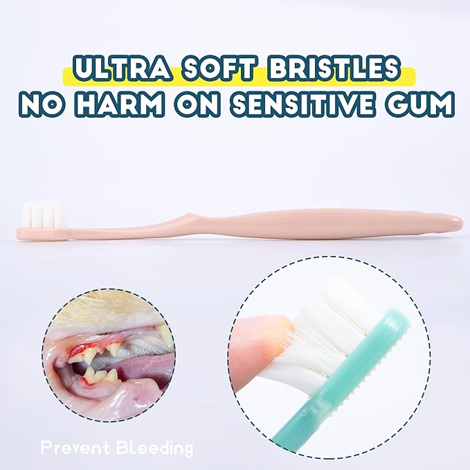 Dog Toothbrush Kit 2 Pack, Ultra Soft Pet Tooth Brush for Medium to Large Dogs & Cats, Animal Teeth Brushing Kit for Easy Dental Cleaning, 2 Pcs, Pink-PawvioPets