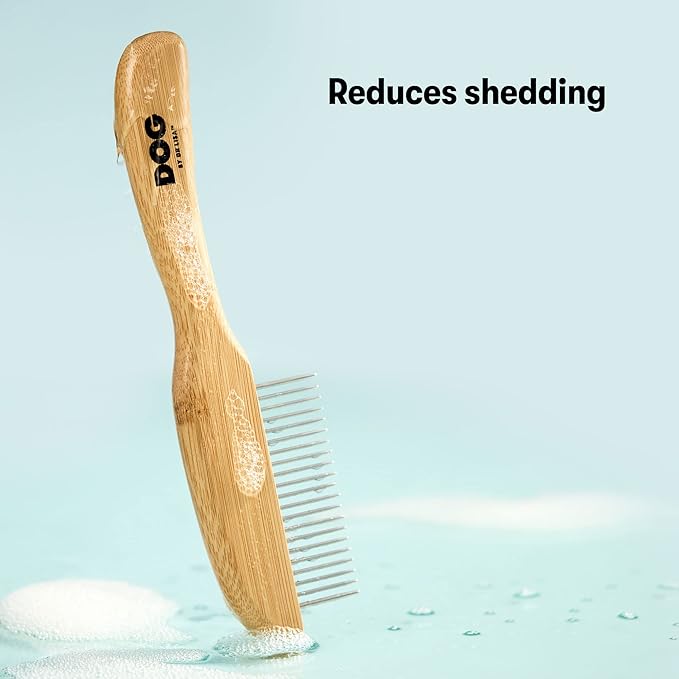 DOG by Dr Lisa - Comb - Detangling Dog Comb - Dematting Grooming Tool - Metal Combs Teeth Removes Knots and Tangles - Stimulate Blood Flow and Increase Natural Coat Oils - Made From Sustainable Bamboo-PawvioPets