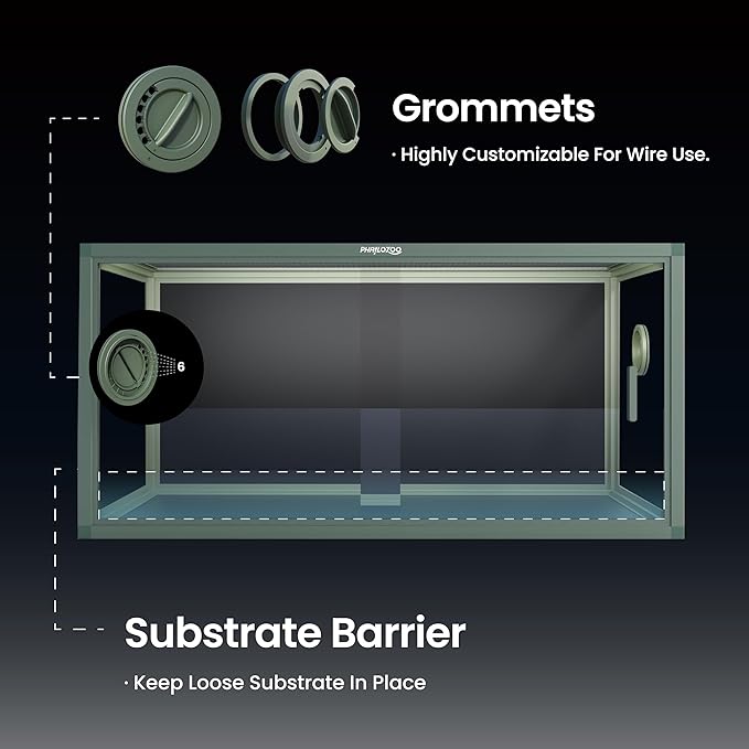 50 Gallon Bearded Dragon Tank, Reptile Enclosure for Easy Maintenance, Front Opening Reptile Tank with Top Screen Ventilation & Glass Sliding Door 36''x18''x18''-PawvioPets
