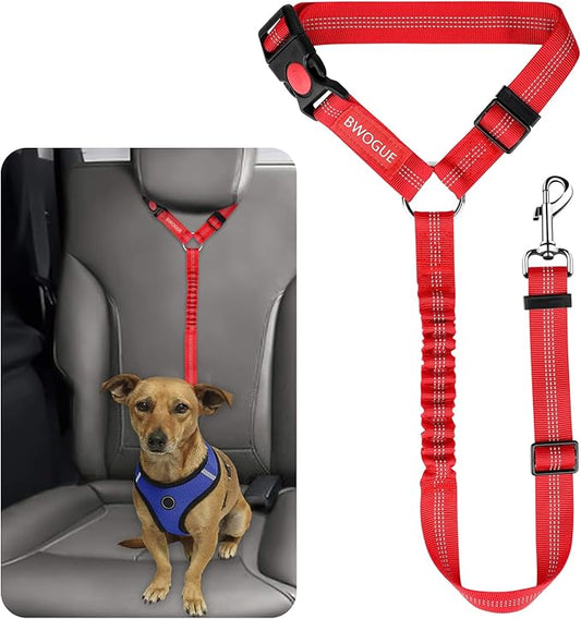 BWOGUE Pet Dog Cat Seat Belts, Car Headrest Restraint Adjustable Safety Leads Vehicle Seatbelt Harness (1 Pack)-PawvioPets