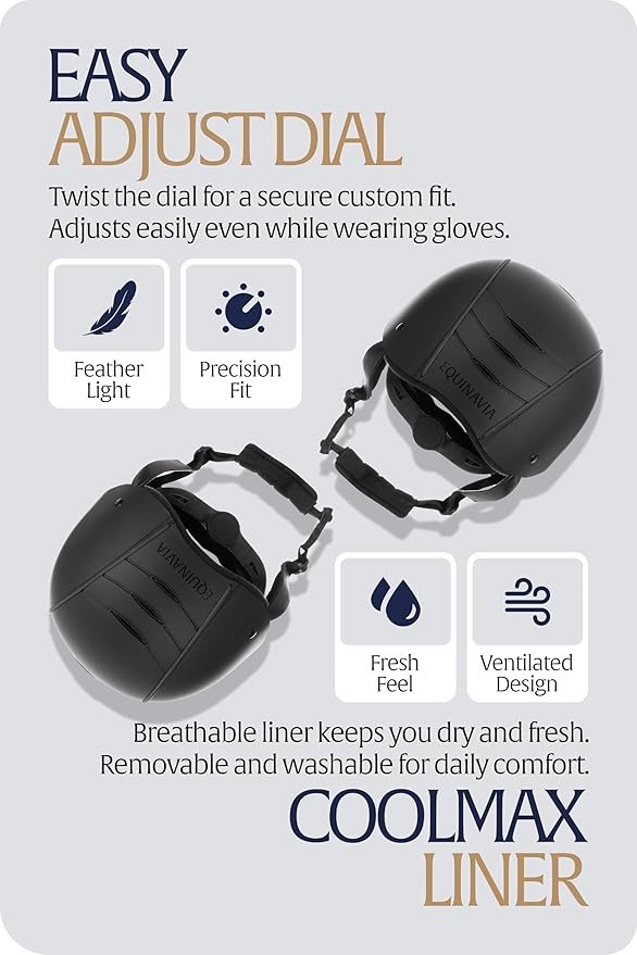 Equinavia Gardian Riding Helmet - Lightweight, Low-Profile Design with Airflow Vents, Easy-Adjust Dial, Removable Coolmax® Liner, ASTM F1163-23/SEI Certified-PawvioPets