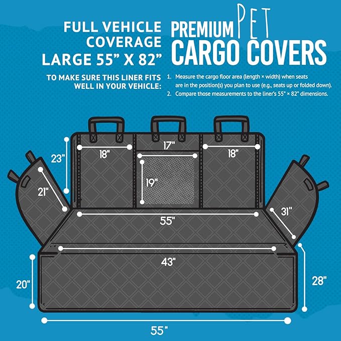 Bulldogology Cargo Liner for SUV - Heavy Duty Pet Trunk Liner Cargo Cover - Waterproof Cargo Cover for Dogs Hair, Muddy Paws - Protector Cargo Mats for Back of SUV (Large, Black)-PawvioPets