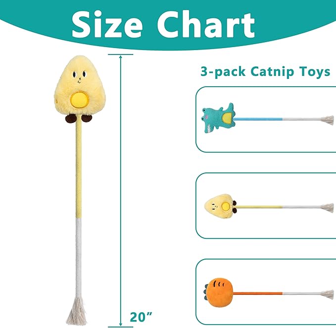 3pcs Safe Cat Rope Toy with Catnip,Teeth Clean Toy for Cat, Cat Chew Toys for Indoor Cat,Kitten Interactive Toys-PawvioPets