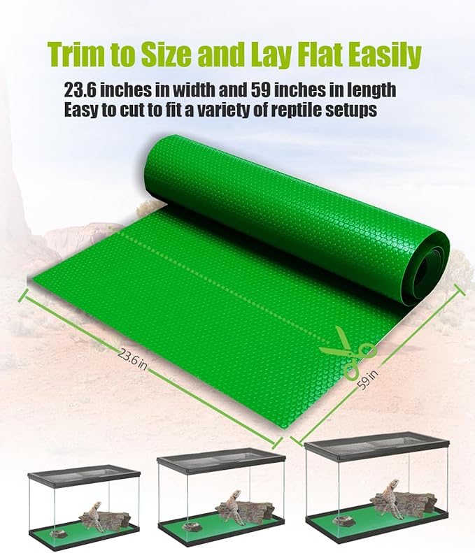 Bearded Dragon Tank Accessories, Reptile Substrate Floor for Bearded Dragon Enclosure 4x2x2, Leopard Gecko Tank Liner Mat for 120 Gallon Reptile Tank, Green-PawvioPets