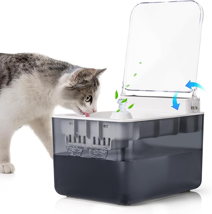 Cat Water Fountain Pet Water Dispenser Automatic Kitty Spout Flip Lid Water Fountain 106oz/3L Cordless Battery Operated for Small Dogs for Drinking Indoor with Motion Sensor Quiet Water Pump-PawvioPets