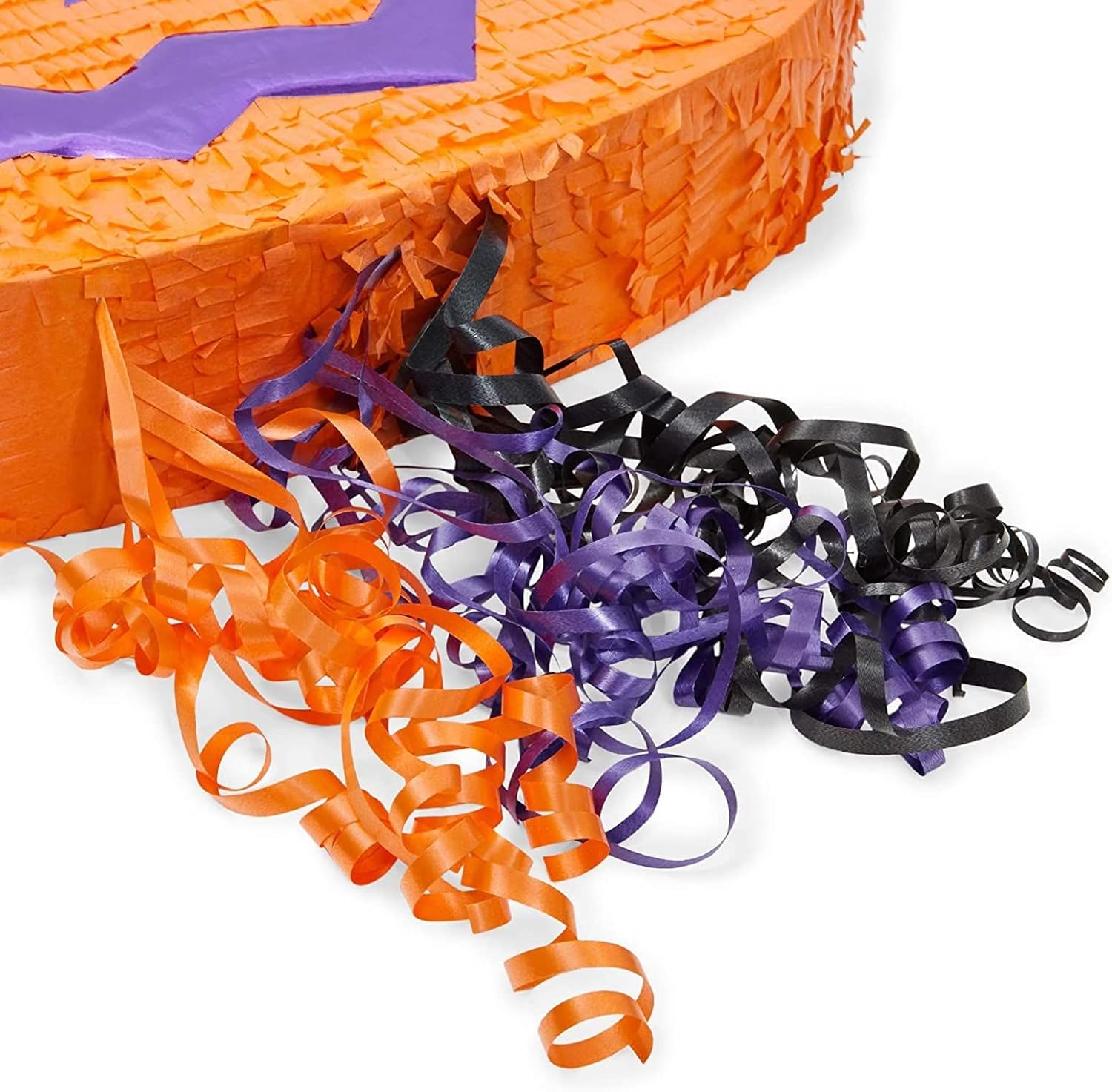 Halloween Pinata Jack-O-Lantern Pumpkin - 17 x 13 x 3 in, Orange, Corrugated Paper - 3 Pull Strings for Candy Favors & Easy Fill & Hang - Pumpkin Piñatas - Halloween Party Supplies