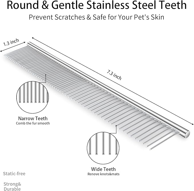 3 PCS Dog Grooming Brush Kit – Self Cleaning Slicker Brush for Shedding Short & Long Haired Dogs & Cats. Removes Loose Fur, Undercoat, Mats, Tangles for Small, Medium & Large Pets. Blue-PawvioPets