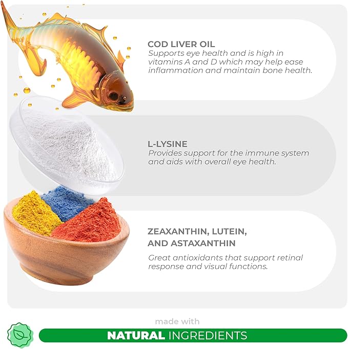 Eye Support for Dogs - 90 Soft Chews - Dog Supplements for Vision, Eye Vitamins for Dogs, with Cod Liver Oil Antioxidant, Dog Omega Supplement, Omega 3 EPA and DHA Fatty Acids.-PawvioPets