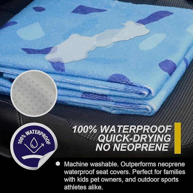 Back Seat Cover for Car Trucks Van SUV,Waterproof Rear Bench Towel Seat Covers for Dogs and Kids,Automotive Backseat Protector (Blue Marbling)-PawvioPets