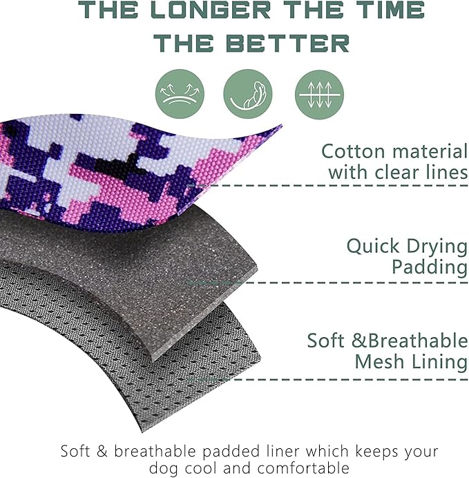 BUMBIN Tactical Dog Harness for Small Dogs No Pull, Famous TIK Tok No Pull Puppy Harness, Fit Smart Reflective Pet Walking Harness for Training, Adjustable Dog Vest Harness with Handle Purple Camo XS-PawvioPets