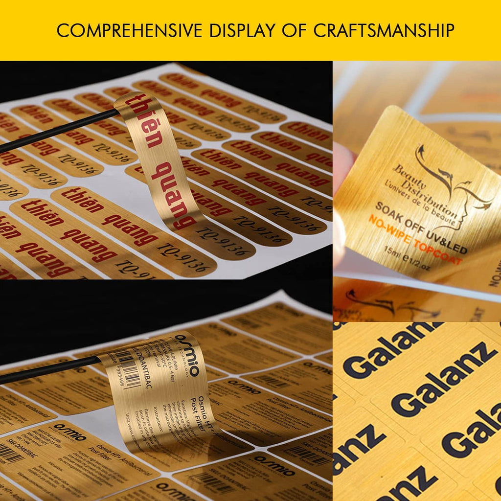 Custom Logo Stickers for Business, Personalised Logo Labels, Waterproof, Perfect for Branding & Packaging (Brushed Gold)