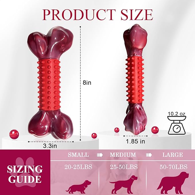 Apasiri Tough Dog Toys for Aggressive Chewers Large Breed, 2-Pack Dogs Chew Toys for Large Medium Dogs, Nylon and Rubber Dog-Bones for Teething Chew, Beef Flavor, for Doggo 20-75 lbs-PawvioPets