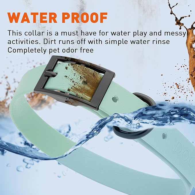 Dogline Biothane Waterproof Dog Collar Strong Coated Nylon Webbing with Black Hardware Odor- Proof for Easy Care Easy to Clean High Performance Fits Small Medium or Large Dogs, Sage Green-PawvioPets