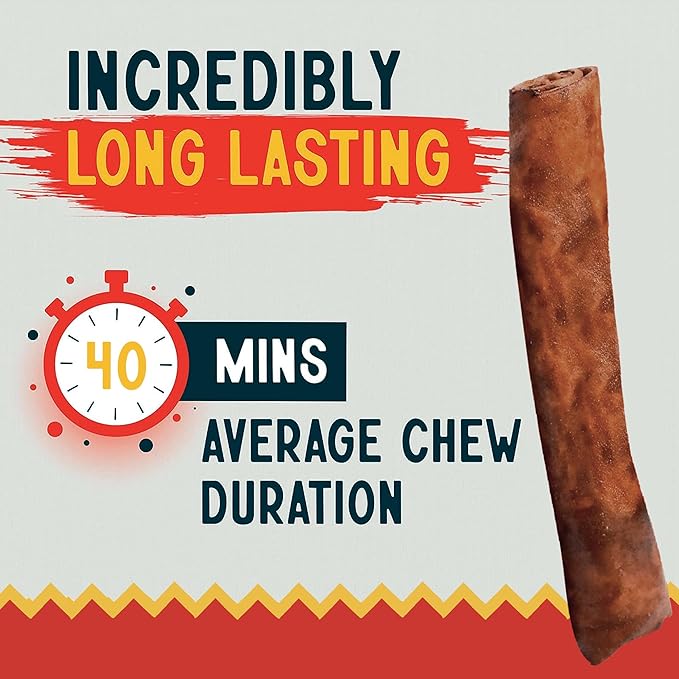 Canine Chews 8-9" Beef Basted Thick Rawhide Retriever Rolls - Pack of 25 Beef-Flavored Long-Lasting Dog Rawhide Chews - Protein-Dense Jumbo Rawhide Bones For Large Dogs - Treats for Aggressive Chewers-PawvioPets