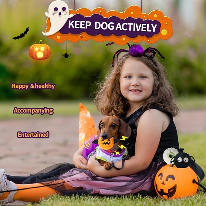 DKING 3Pack Squeaky Dog Balls,2 in1 Funny Puppy Ball Toys,Birthday Dog Toy for Small Medium Dogs (Halloween Ball)-PawvioPets