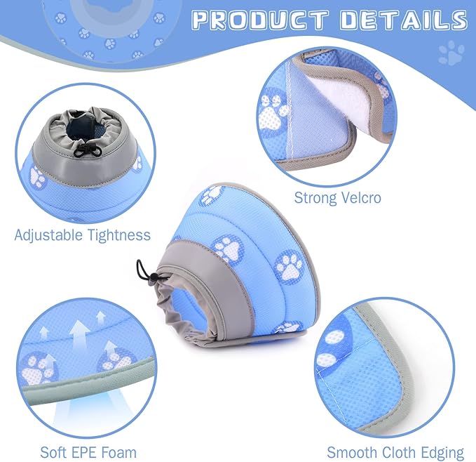 Cat Cone Soft Elizabethan Collar for Surgery Recovery - Adjustable for Small and Large Cats to Stop Licking-PawvioPets