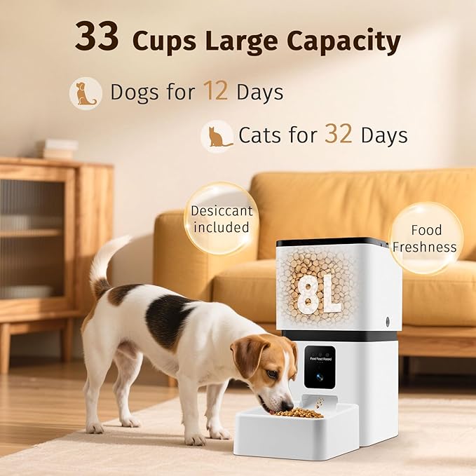 Automatic Dog Feeder with Camera WiFi: 33 Cups 5G App Control Easy Setup Cat Food Dispenser - HD 1080P Video Recording Timed Pet Feeder for Cat Dog Small-Pet-PawvioPets