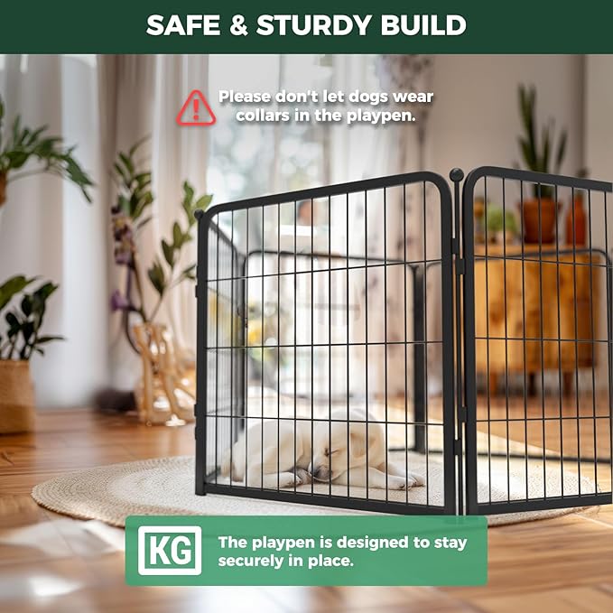 FXW Homeplus Unleashed Indoor Dog Playpen - Stress-Free and Safe Play, Heavy Duty 24 Inch 16 Wire Panels Dog Pen for Puppy and Small Dogs, Black│Patented-PawvioPets