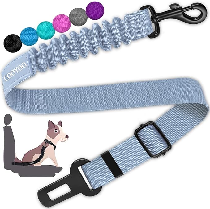 COOYOO Dog Seat Belt,Retractable Dog Car Harness Seat Belt for Car Adjustable Nylon Pet Safety Seat Belts Heavy Duty & Elastic Bungee Buffer-PawvioPets