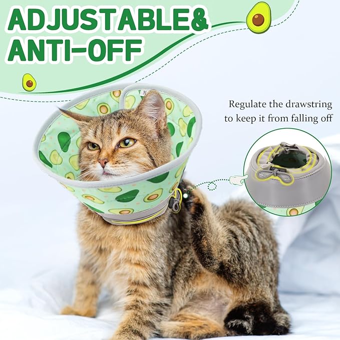 Cat Cone Collar Soft, Comfortable Cat Recovery Collar Pet Cone for Small Large Cats, Lightweight Elizabethan Collar for Cats Kittens After Surgery Prevent from Licking Wounds, Green, M-PawvioPets