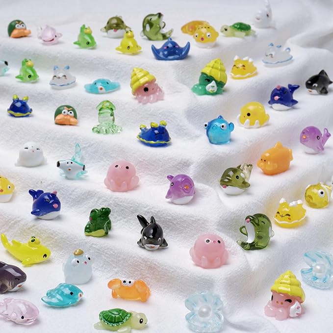 36 Types Ocean Mini Resin Animals, Plastic Tiny Animals for Hidding, Miniature Animals Figures for Seaside Crafts, Dollhouse, Terrariums, Shadowboxes, Birthday Cake Decor-PawvioPets