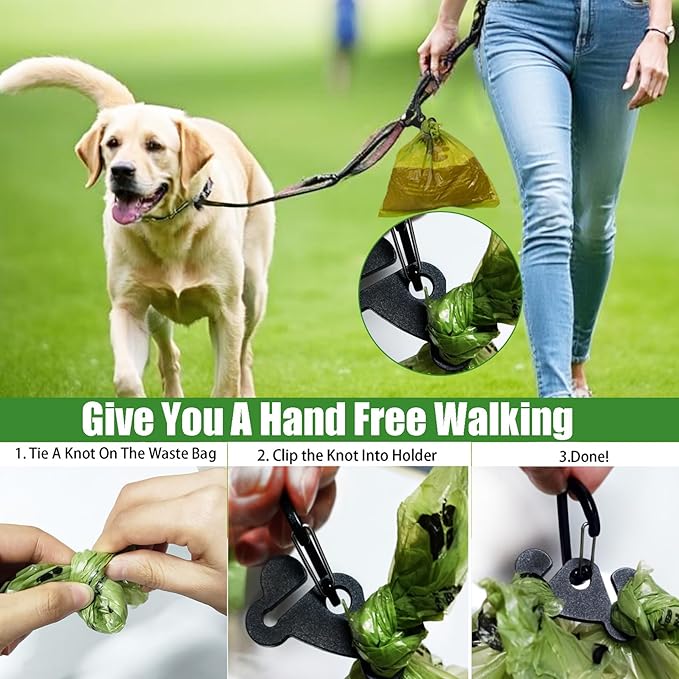 Dog Waste Bag Dispenser Poop Bag Dispenser for Leash Accessory dog Poop Bag Holders Fits Dog Leash Include Hand Free Holder, Clear, No-PUXB-PawvioPets