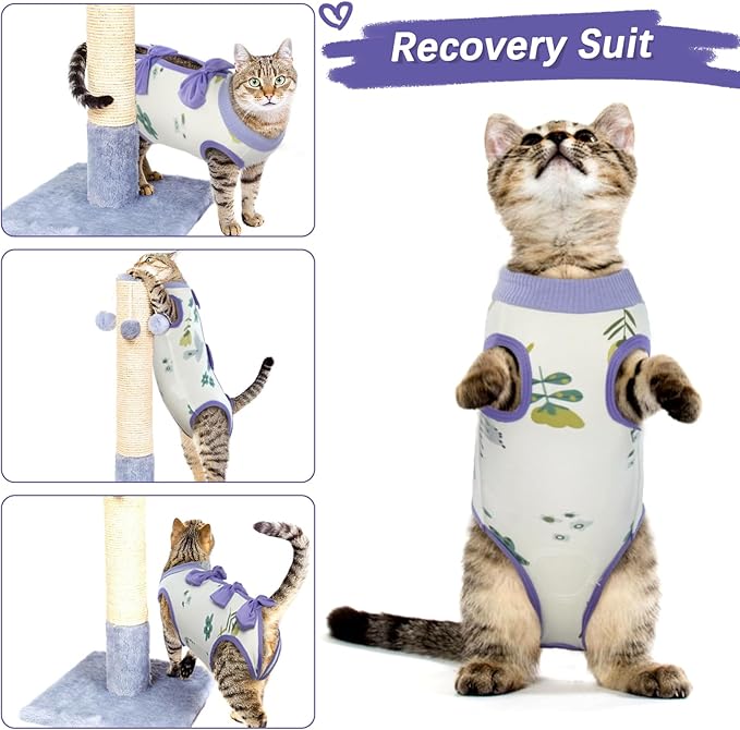 DENTRUN Cat Surgery Recovery Suit Anti Licking Spay Snuggly Vest, Pet Surgical Recovery Shirt After Surgery for Male Female Cat Small Dog Cone E-Collar Alternative-PawvioPets