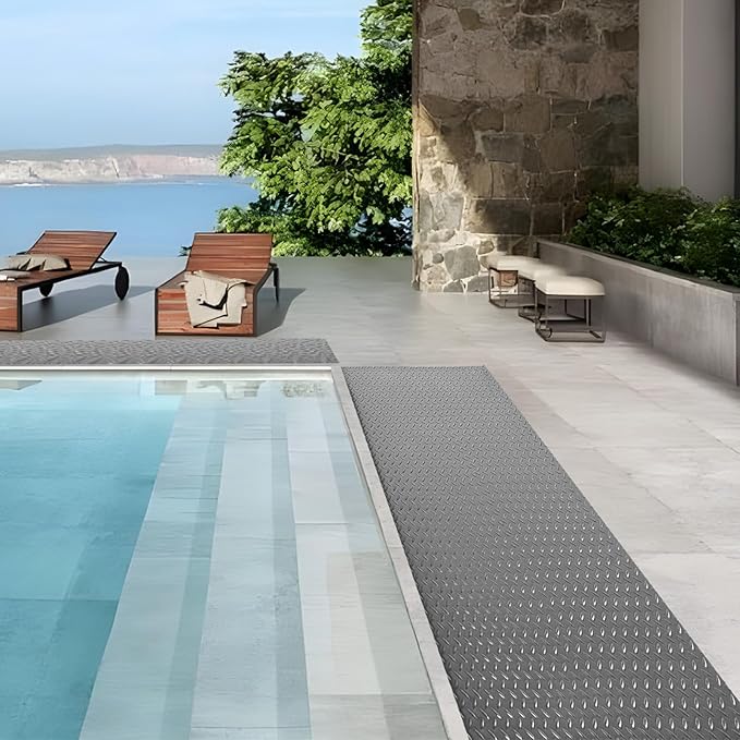 5Ft x 12Ft Rubber Flooring Mats 1.6mm Diamond Plate Flooring Roll 60sqft Rubber Trailer Garage Floor Mats Non-Slip Floor Protector Mat for Garage Warehouse Gym Basement-Gray-PawvioPets