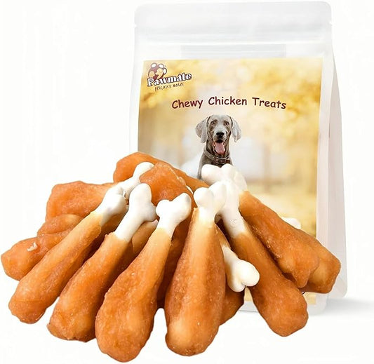Dog Treats, Chicken Wrapped Calcium Bone Rawhide-Free Grain-Free Training Treats for Dogs Teeth Cleanning Breath Fresh Dog Chewy Snacks for Medium Large Dogs 10.6oz or 18-19 pcs-PawvioPets
