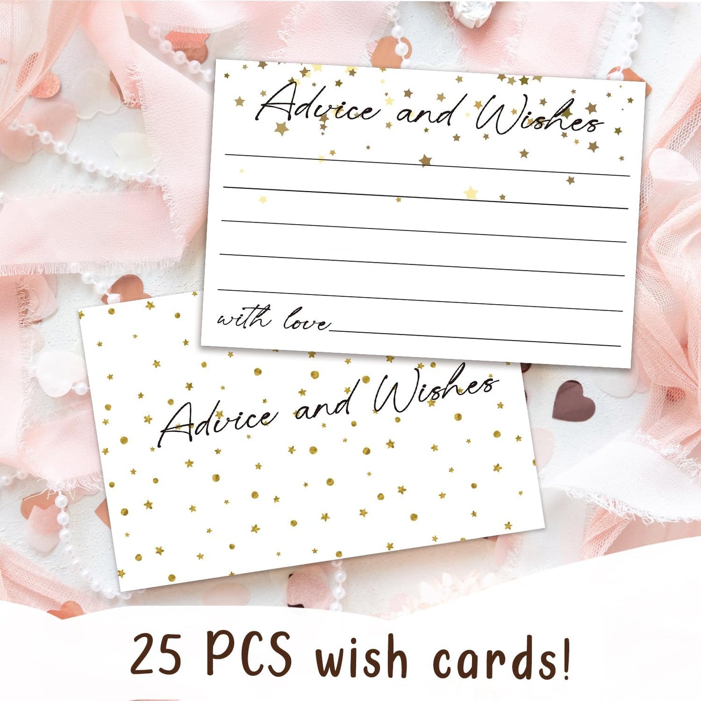 Advice and Wishes Cards, Double-sided Blank Cards with Star Suitable for Wedding Reception, Bridal Showers, Mr and Mrs, Baby Shower, Graduation, Pack of 25-05