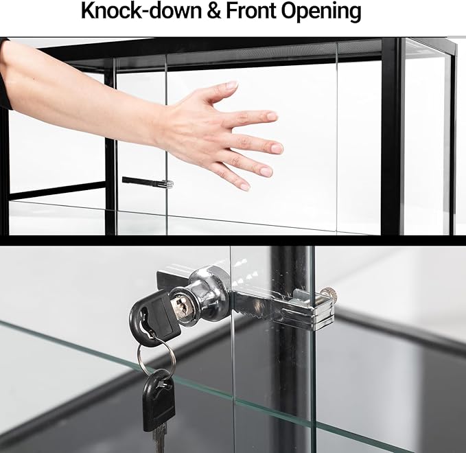 Double Stacked Reptile Tank, 24" x 18" x 44" Tall Reptiles Terrarium, Front Opening, Full Vision, Knock Down, 2 Pack 34 Gallon Glass Cage for Reptile, Bearded Dragon, Lizard, Snake, Gecko-PawvioPets