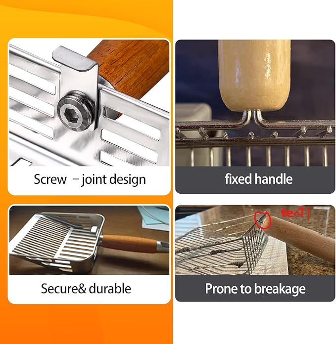 304 Stainless Steel Cat Litter Scoop, One-Piece Pressed Design with No Weld Spots, Durable Anti-Break Handle, Dual Slot Sizes, Easy to Clean, Filters Small Litter Clumps Litter Scoop-PawvioPets