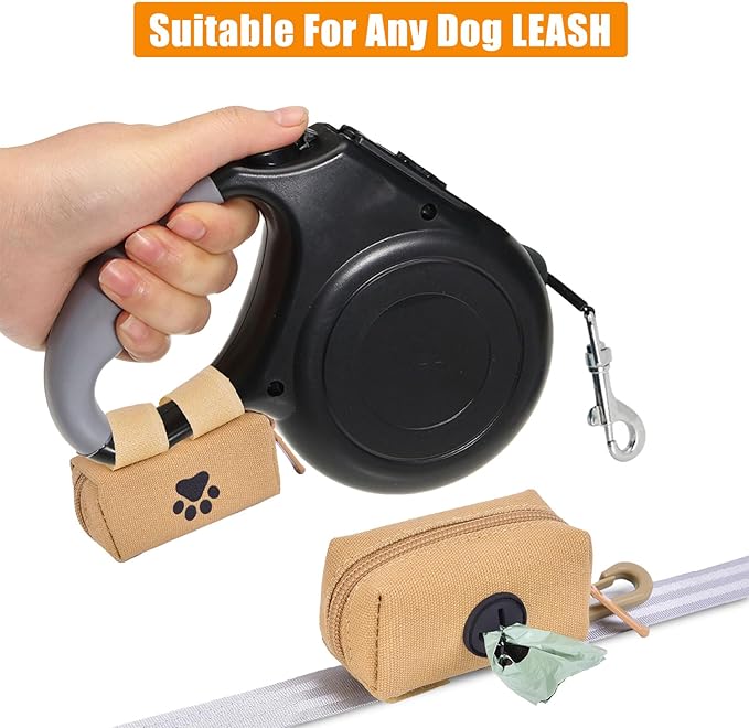 Dog Waste Bag Dispenser Pet Poop Bag Dispenser for Leash Accessory dog Poop Bag Holders Fits Dog Leash Include Hand Free Holder, Khaki, No-KaqiXB-PawvioPets