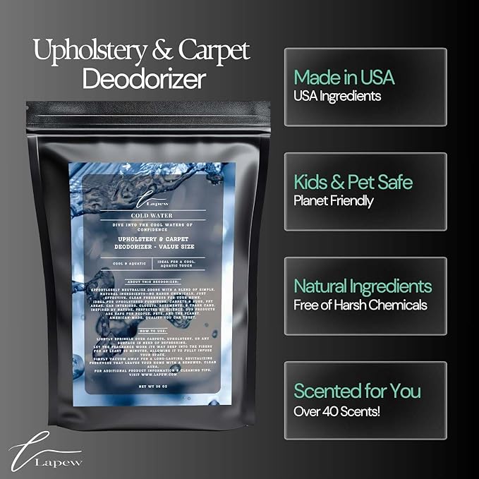 Cold Water Carpet Freshener Powder Refill 36 oz | Powerful Odor Eliminator for Home | Upholstery Deodorizer | Carpet Deodorizer | Pet Urine | Cat Litter Box | Cool Water Fragrance-PawvioPets