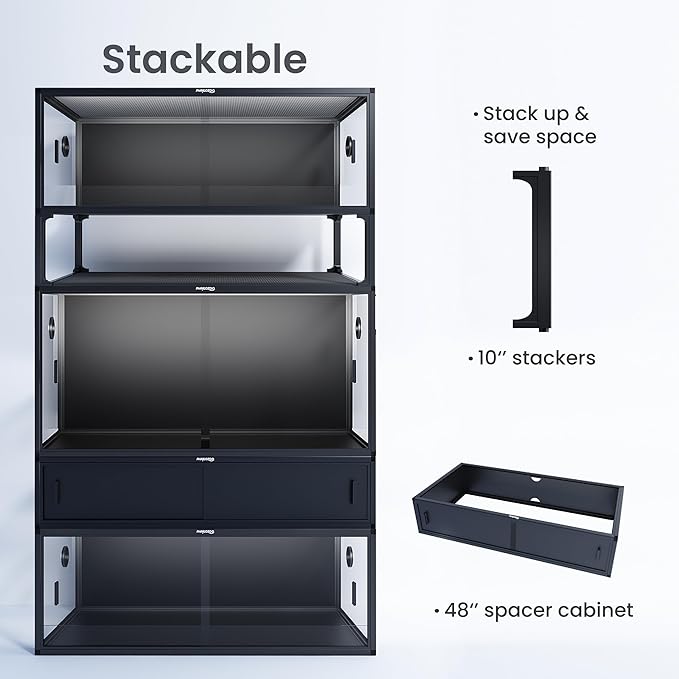 120 Gallon Bearded Dragon Tank,48" x 24" x 24" Reptile Tank with Sliding Door Top Screen Ventilation, Front Opening Reptile Enclosure for Easy Maintenance-PawvioPets