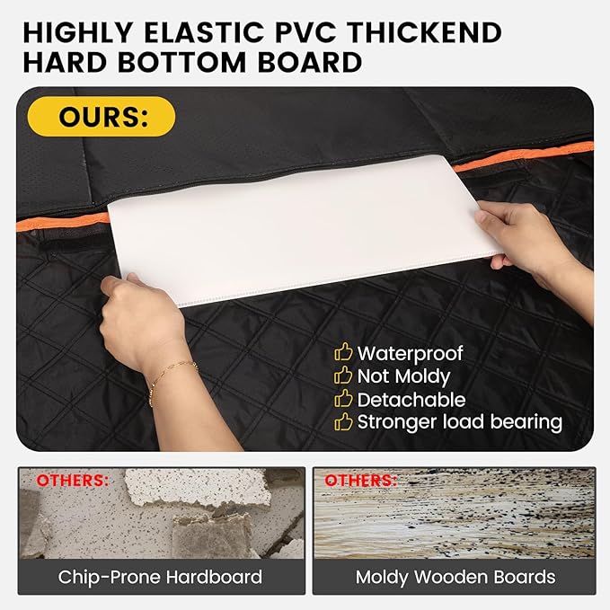 Back Seat Extender for Dogs - Holds 450lbs, Waterproof Dog Car Seat Cover for Back Seat with Hard Bottom for Cars SUVs Truck,Anti-Scratch No Slip Large Space Pet Backseat Protector,Black Orange-PawvioPets