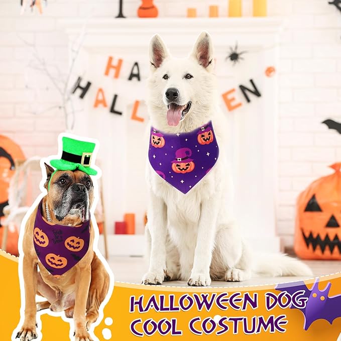 Abbylike 50 Pcs Halloween Dog Bandanas Bulk Pumpkin Bandanas for Dogs Triangle Kerchief Bibs Scarf Set for Pet Halloween Costume Photo Props Accessories Pet Shops, 25 Styles (31.5 x 21.7 x 21.7")-PawvioPets